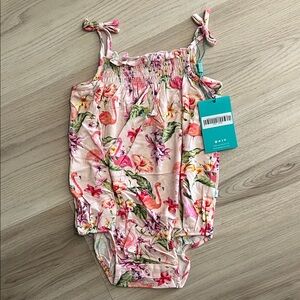 🦩Posh Peanut Pink flamingo, bubble romper